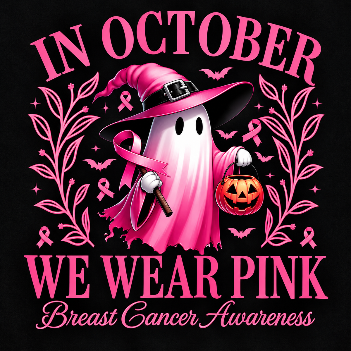 CLEARANCE SALE🔥 Pink Ghost Long Sleeve Top, Breast Cancer Awareness Shirt