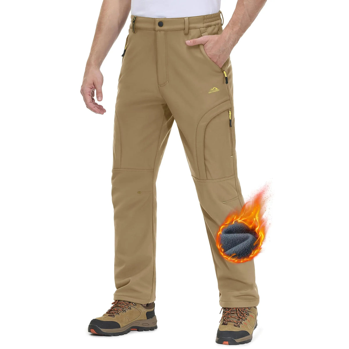 Men's Winter Ski Pants with Wool Lining and 5 Zippers