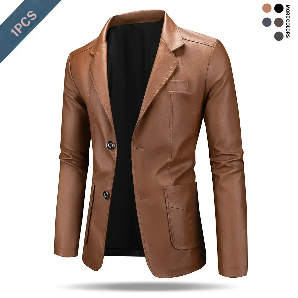 Men's Classic Fitted Plain Jacket - Casual Street Outerwear, Polyester Lining