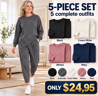 2-teiliges Damen-Freizeitset mit asymmetrischem Sweatshirt