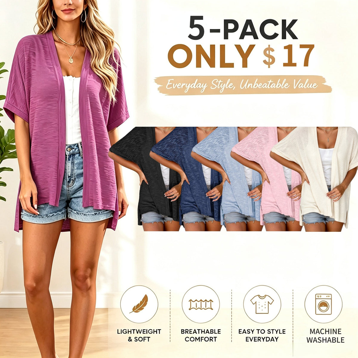 Short-sleeved casual solid coat