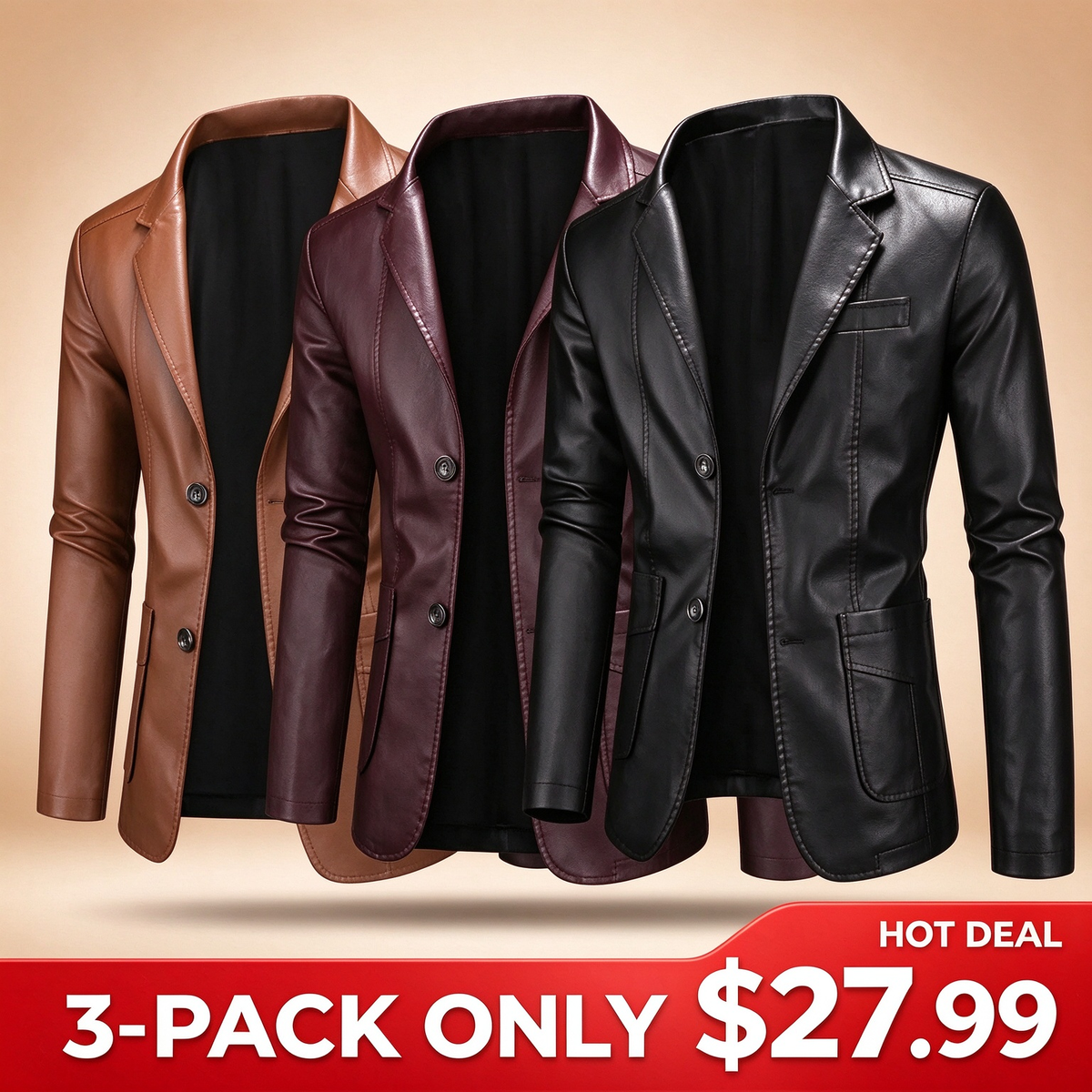 Men's Classic Fitted Plain Jacket - Casual Street Outerwear, Polyester Lining