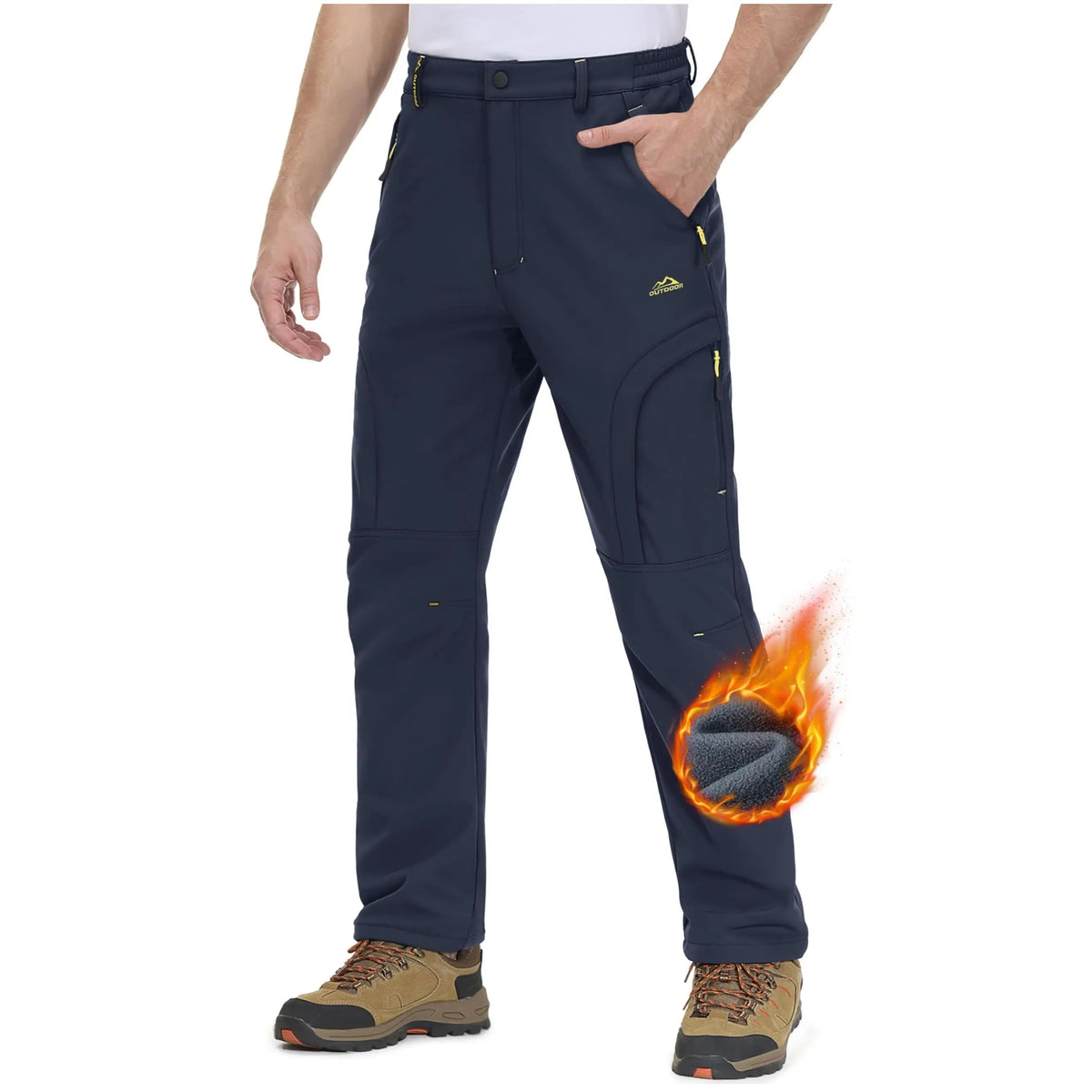 Men's Winter Ski Pants with Wool Lining and 5 Zippers