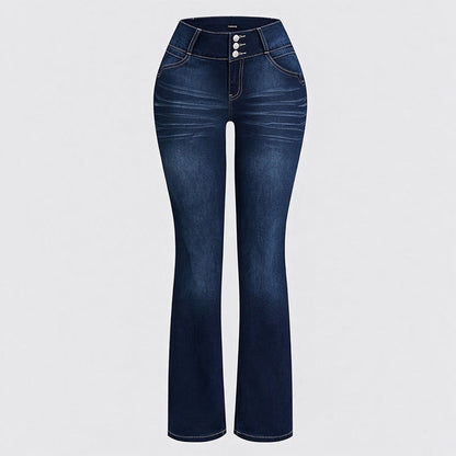 High waisted flared denim casual pants (Multiple Colors)