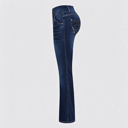High waisted flared denim casual pants (Multiple Colors)