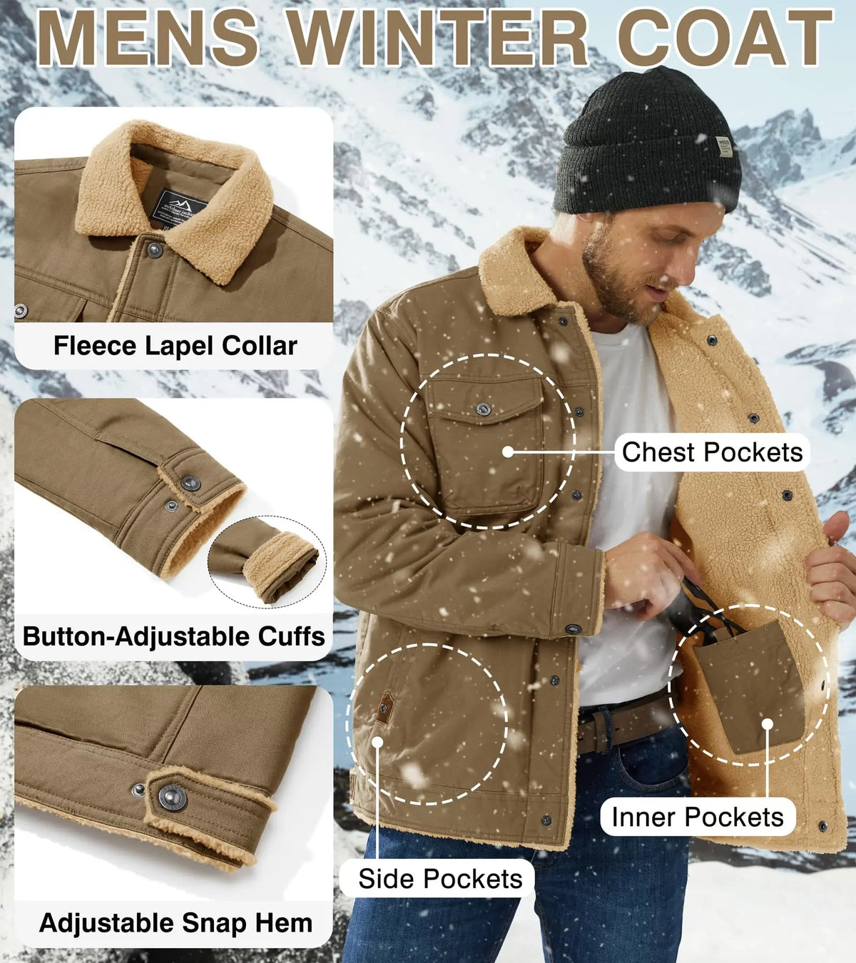 🔥 BESTSELLER | 6PCS $26.99 | Men's Sherpa-Lined Cotton Trucker Jacket