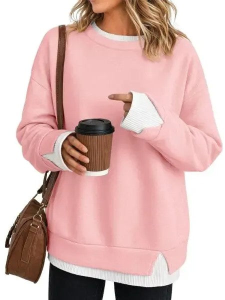Loose-fit sweatshirt for women with crew neck design and layered tailoring