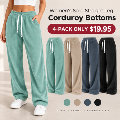 Women's Solid Straight Leg Corduroy Bottoms