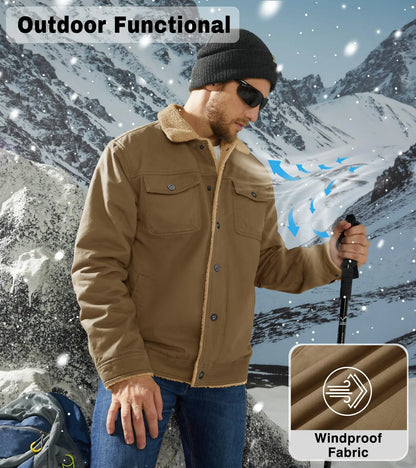 🔥 BESTSELLER | 6PCS $26.99 | Men's Sherpa-Lined Cotton Trucker Jacket