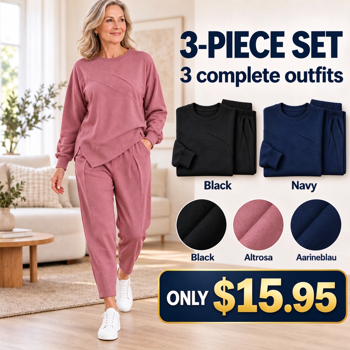 2-teiliges Damen-Freizeitset mit asymmetrischem Sweatshirt