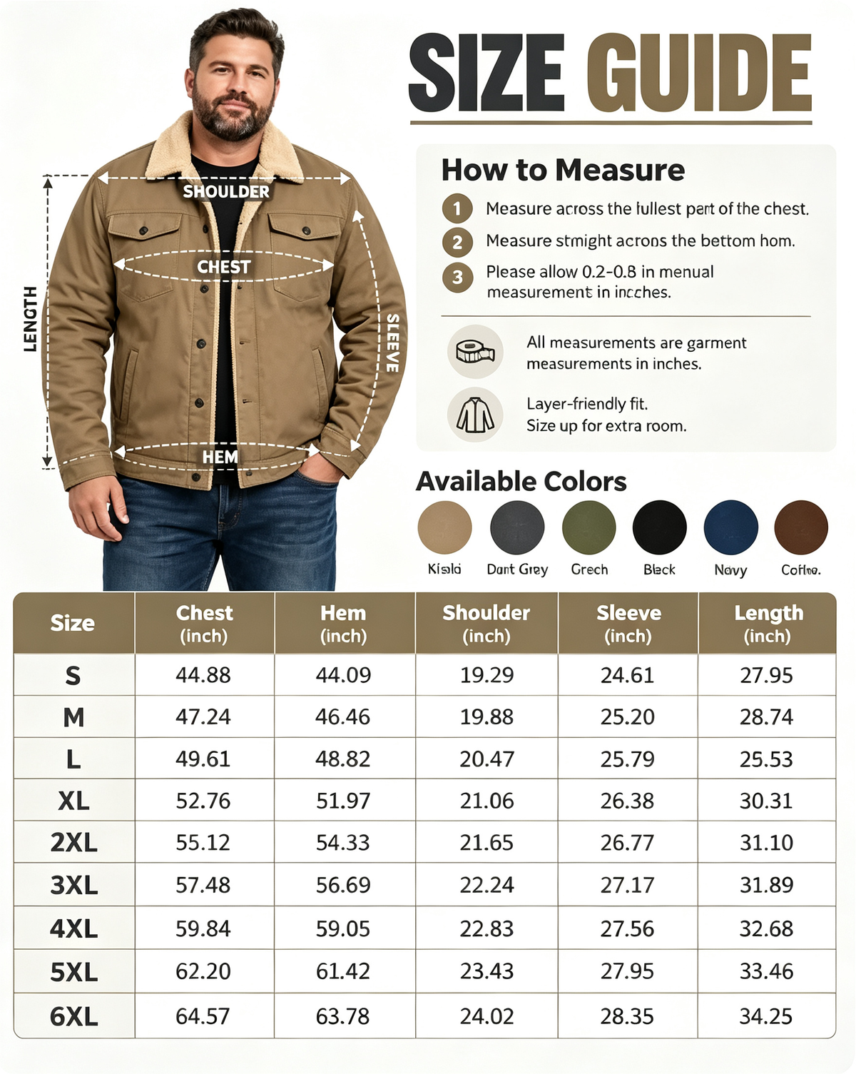 🔥 BESTSELLER | 6PCS $26.99 | Men's Sherpa-Lined Cotton Trucker Jacket