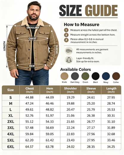 🔥 BESTSELLER | 6PCS $26.99 | Men's Sherpa-Lined Cotton Trucker Jacket