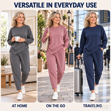 2-teiliges Damen-Freizeitset mit asymmetrischem Sweatshirt