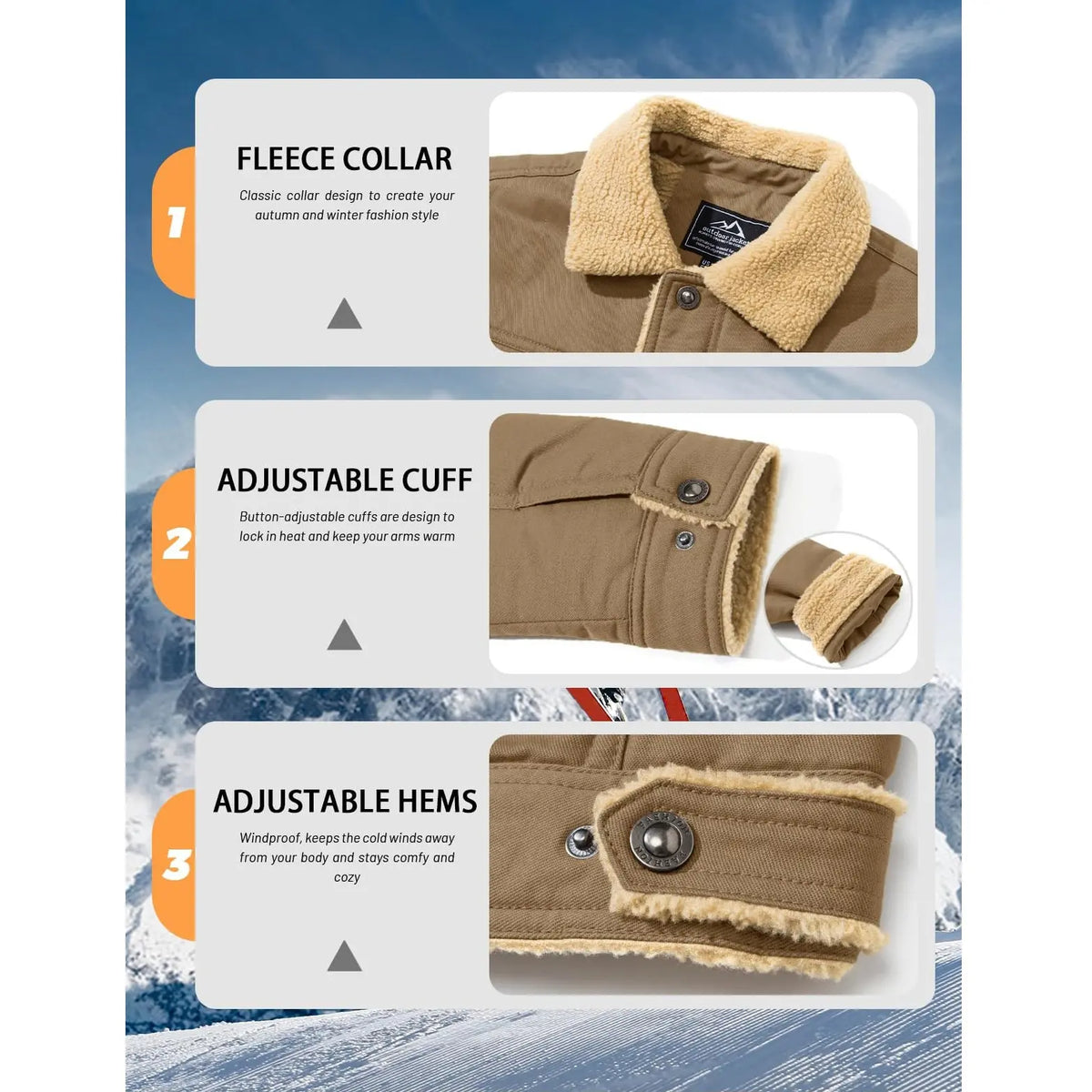 🔥 BESTSELLER | 6PCS $26.99 | Men's Sherpa-Lined Cotton Trucker Jacket