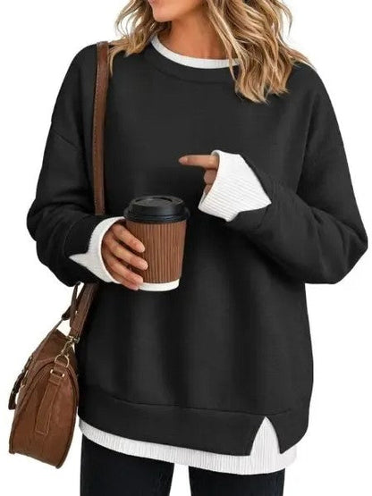 Loose-fit sweatshirt for women with crew neck design and layered tailoring