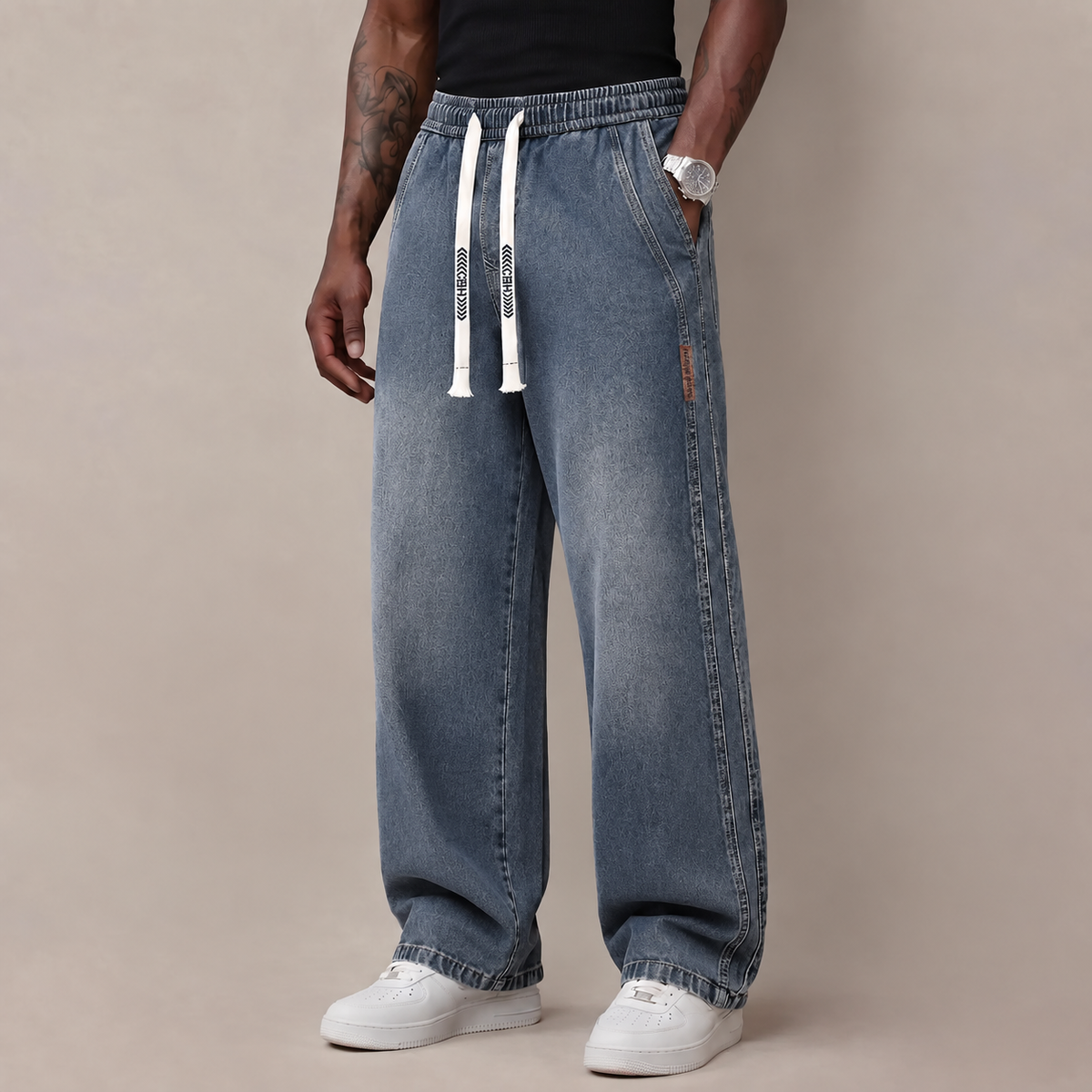 🔥 BEST SELLER | 6PCS $24.63 | Men's Stretch Cotton Loose-Fit Drawstring Jeans