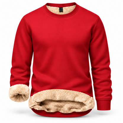 Men's Fitted Crewneck Fleece Lined Sweatshirt, Wind Resistant Polyester Athletic Pullover, Casual Fashion Active Tops