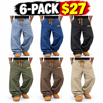 Men's Plus Size Wide Leg Jeans with Elastic Waist
