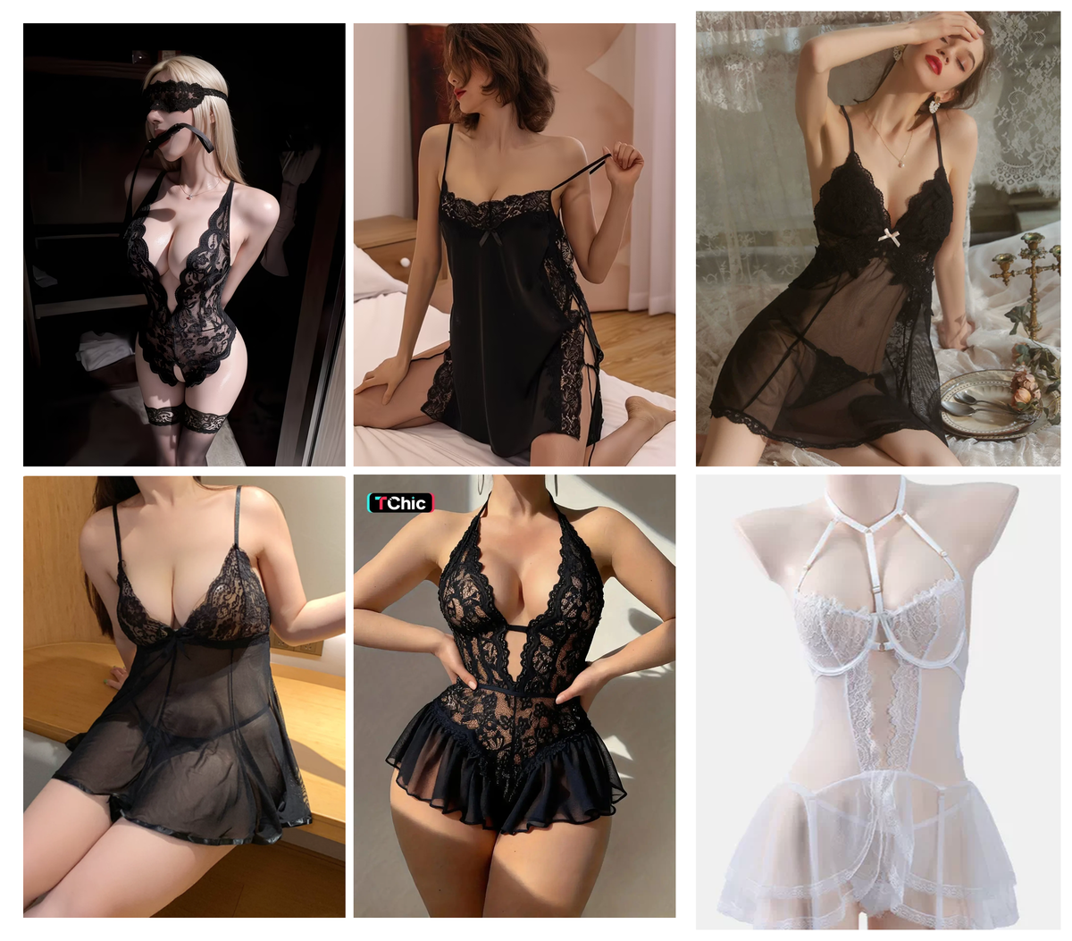 🔥 Limited-Time Sale – Women's Sheer Lace Bodysuit with Deep V-Neck & Ruffled Edge – Elegant Halter Lingerie