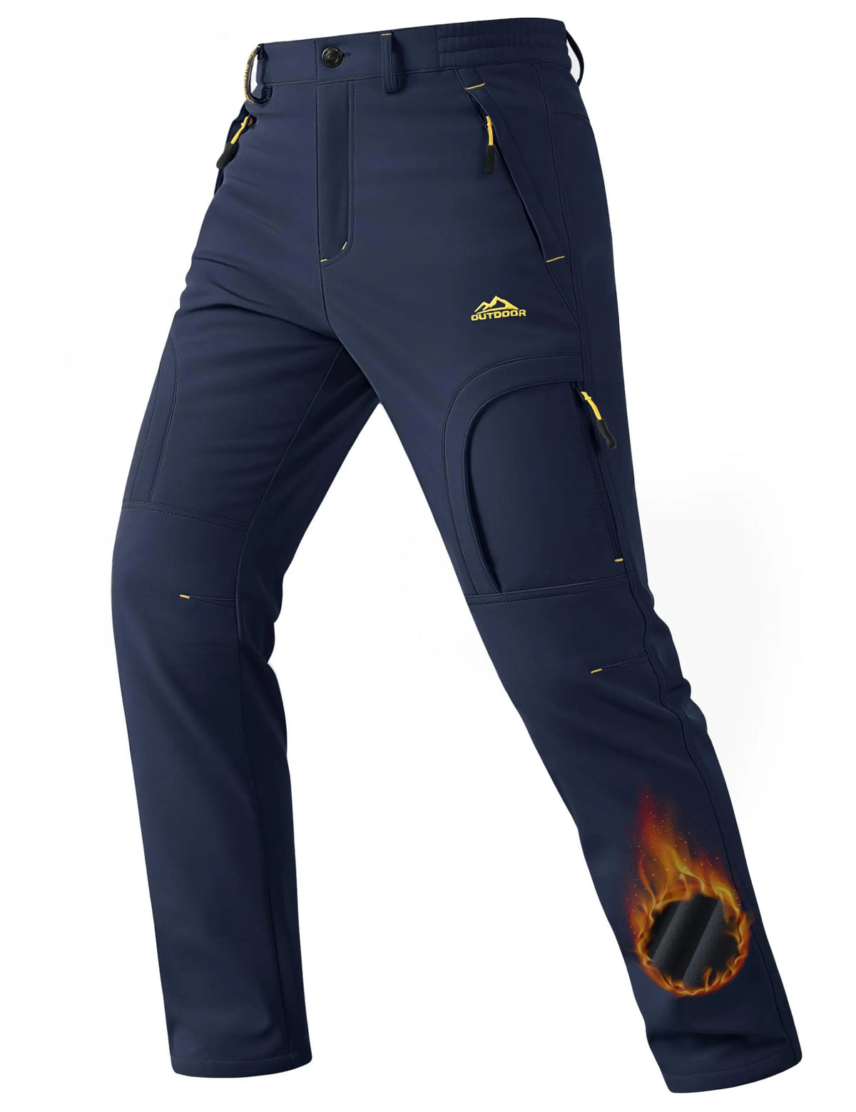 Men's Winter Ski Pants with Wool Lining and 5 Zippers
