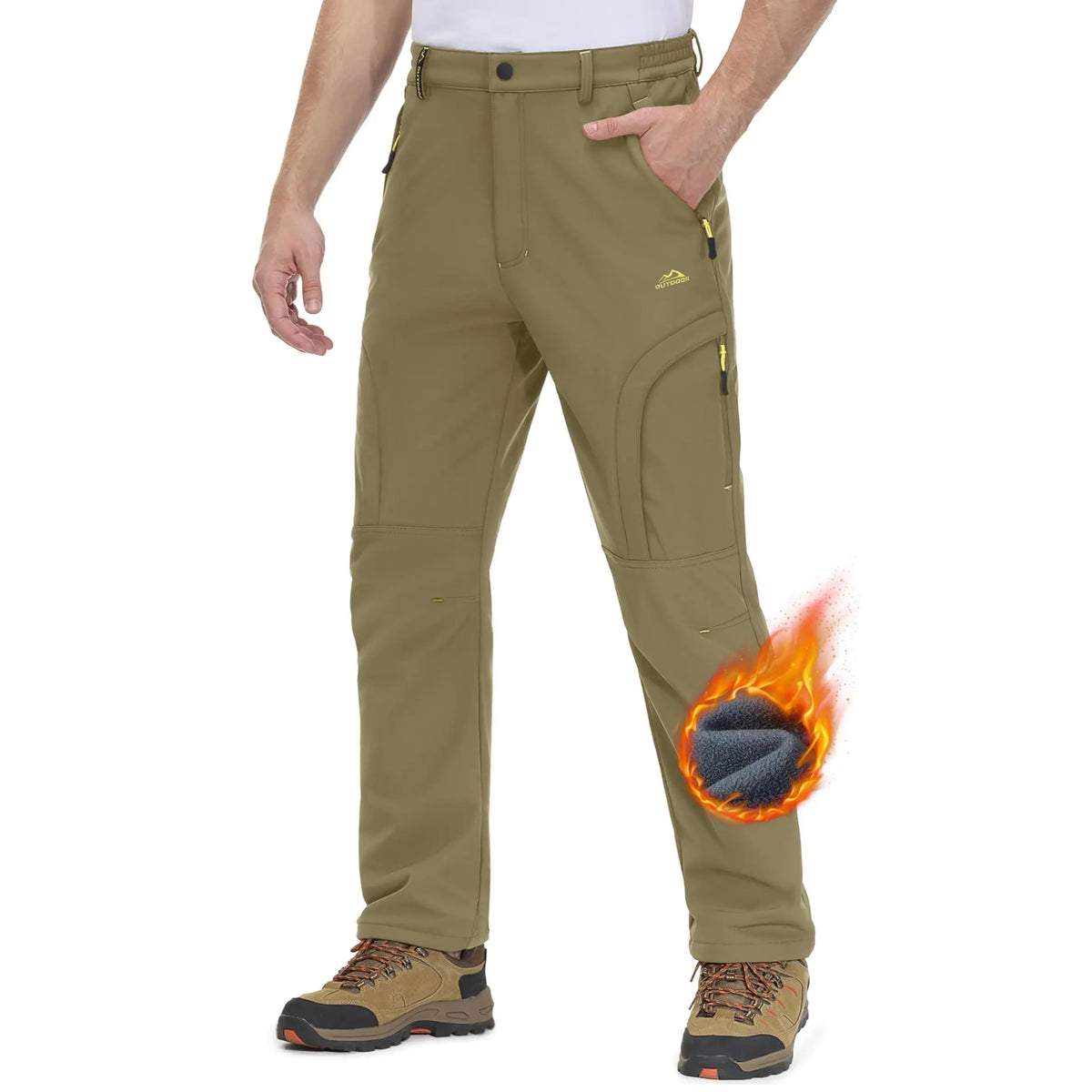 Men's Winter Ski Pants with Wool Lining and 5 Zippers