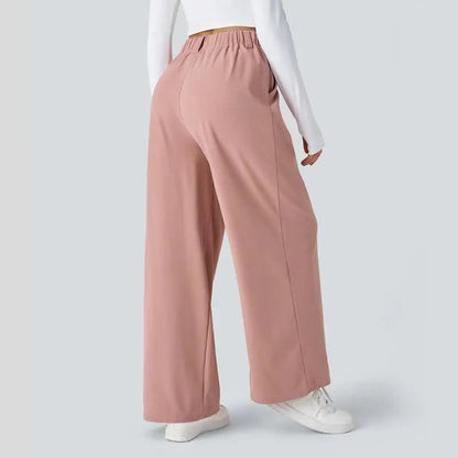 🔥Autumn Sale– High Waisted Pleated Wide Leg Waffle Work Pants with Side Pockets