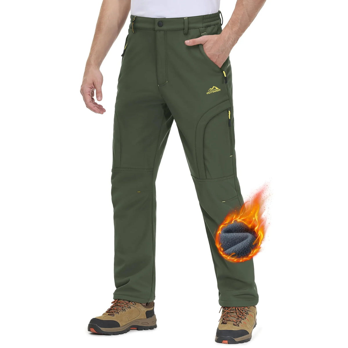 Men's Winter Ski Pants with Wool Lining and 5 Zippers