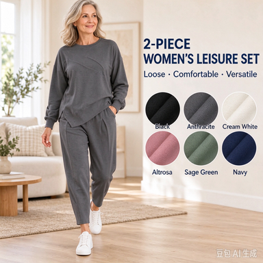 2-teiliges Damen-Freizeitset mit asymmetrischem Sweatshirt