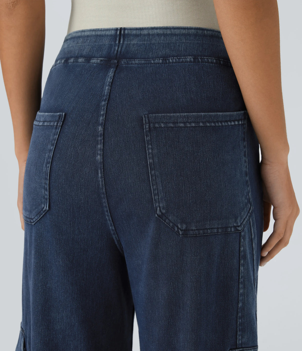 Mid Rise Multi Pockets Straight Leg Stretch Casual Cargo Jeans