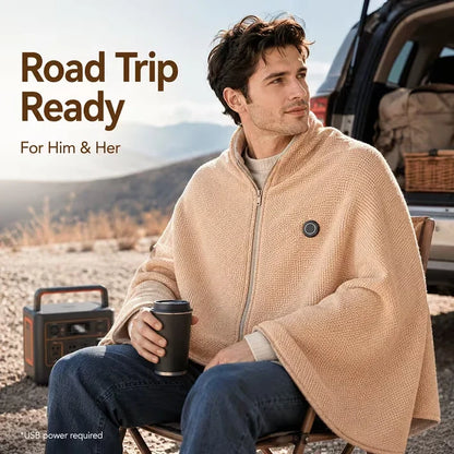 🔥 Wearable Heated Shawl 3 Heat Levels Portable Thermal Wrap