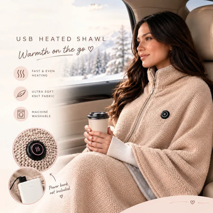 🔥 Wearable Heated Shawl 3 Heat Levels Portable Thermal Wrap