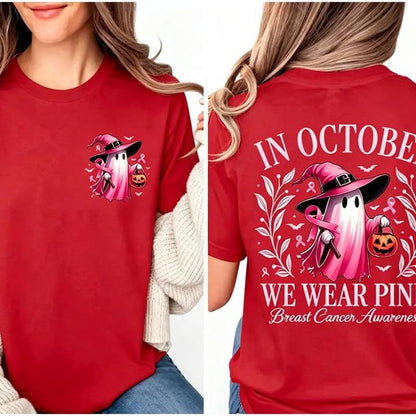 CLEARANCE SALE🔥 Pink Ghost Long Sleeve Top, Breast Cancer Awareness Shirt