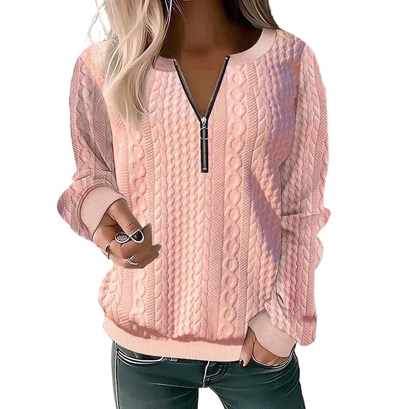 Women’s Half-Zip Cable Knit Sweatshirt
